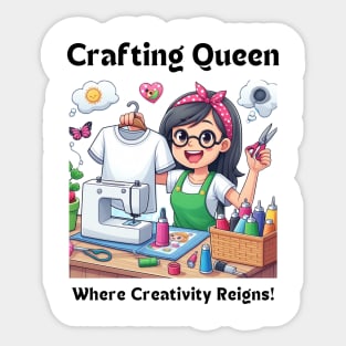 Crafting Queen:  Where Creativity Reigns Shirt Design Sticker